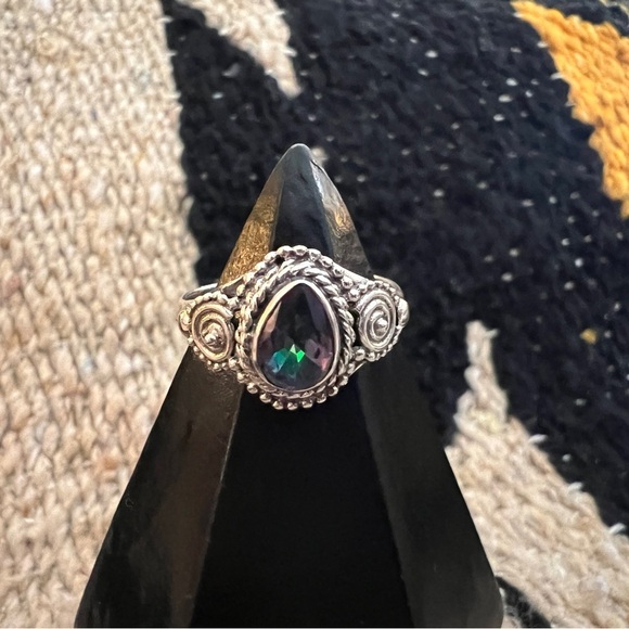 ❤️ Mystic Topaz Teardrop Sterling Silver Bohemian Ring Size 6 - Picture 13 of 16